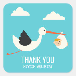 Pegatina Cuadrada Llegada de la cigüeña