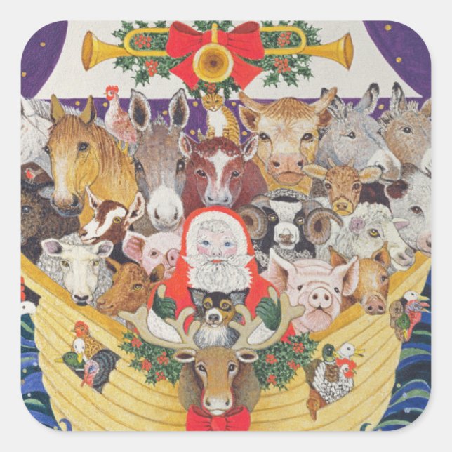 Pegatina Cuadrada Llegada de navidades (Anverso)