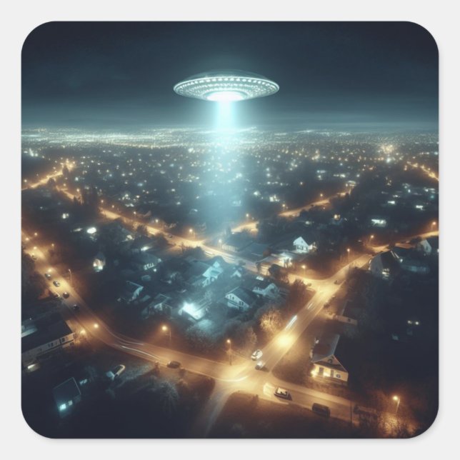 Pegatina Cuadrada Llegada silenciosa (Anverso)