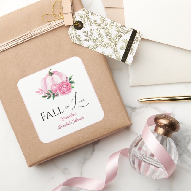 Pegatina Cuadrada Lluvia de Amor Rosa Tardor Calabaza Despedida de S (Regalar)