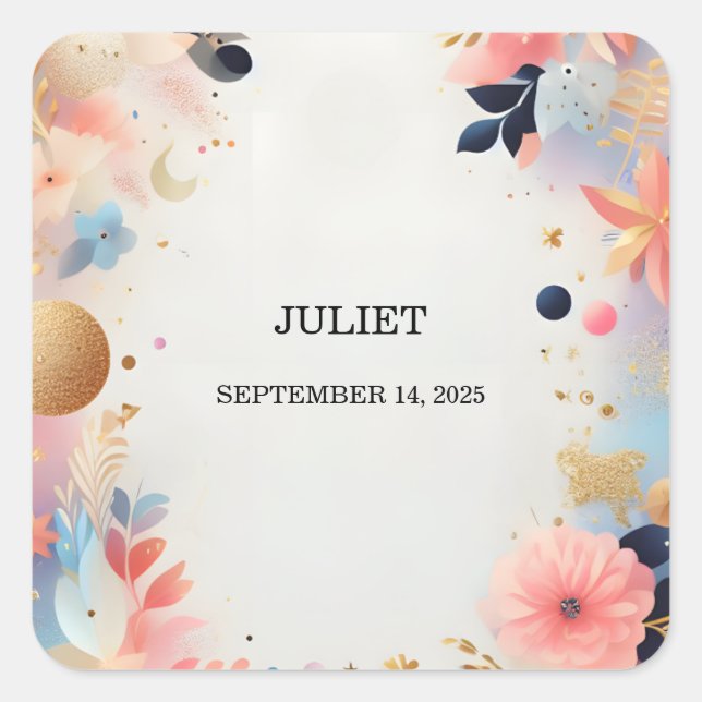 Pegatina Cuadrada Lluvia de destellos ombre pastel brillante glamuro (Anverso)