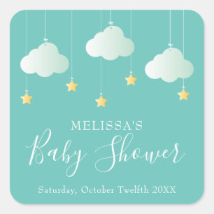 Pegatina Cuadrada Lluvia de estrellas baby shower