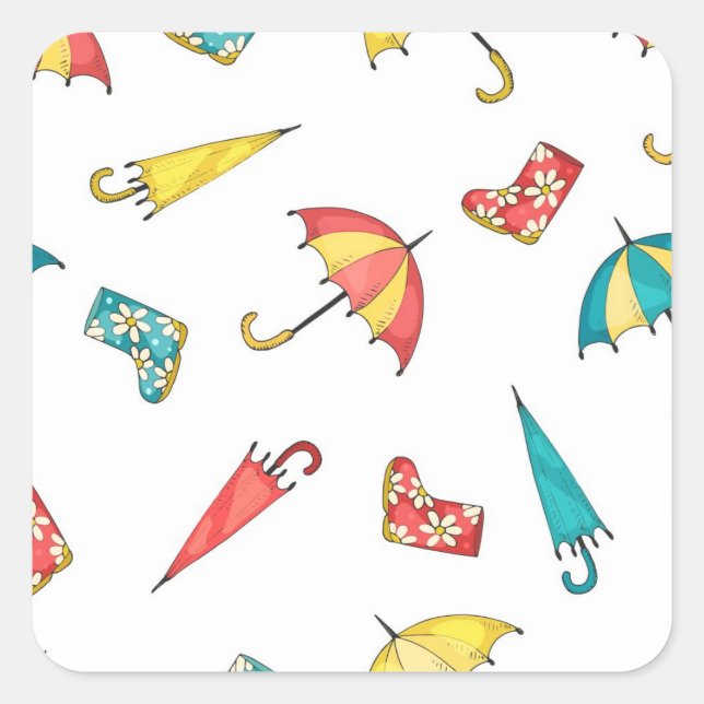 Pegatina Cuadrada Lluvia de primavera I (Anverso)