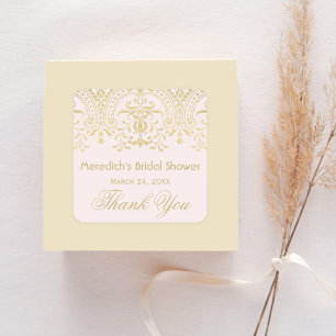 Pegatina Cuadrada Lluvia de Regalos Nupciales de Glamour Vintage Oro