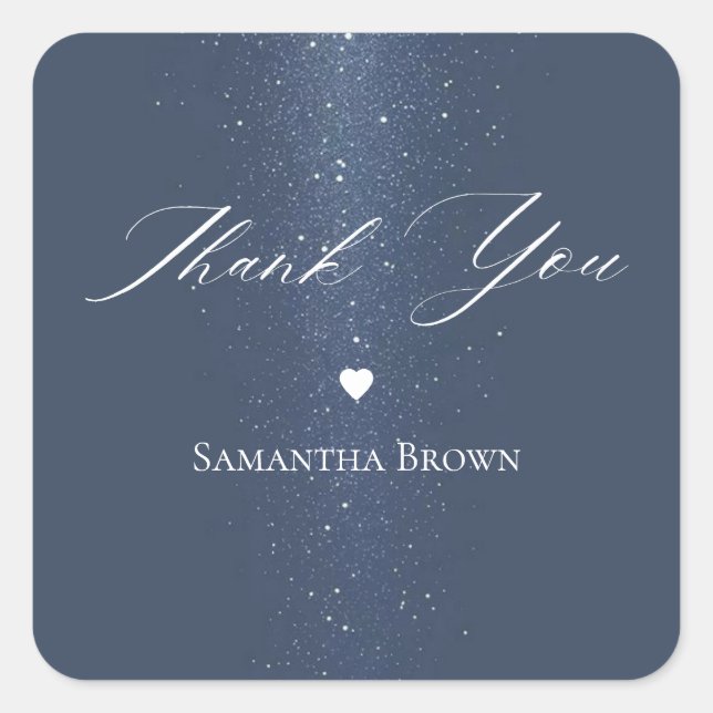 Pegatina Cuadrada Lluvia de Regalos para Novia: Luna Estrellas y Luc (Anverso)