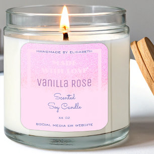 Pegatina Cuadrada Lluvia Purpurina rosa y púrpura