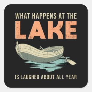 Pegatina Cuadrada Lo Que Sucede En El Regalo De Navegación En Barco 