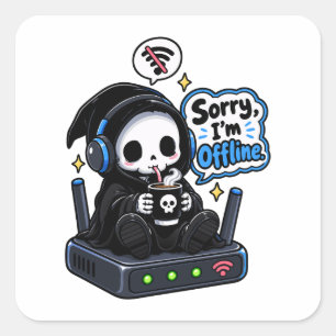 Pegatina Cuadrada Lo siento, estoy desconectado humor de introvertid