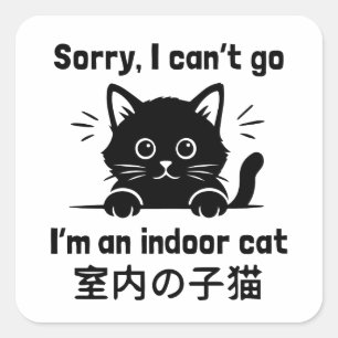 Pegatina Cuadrada Lo siento no puedo ir soy un gato de interior dive