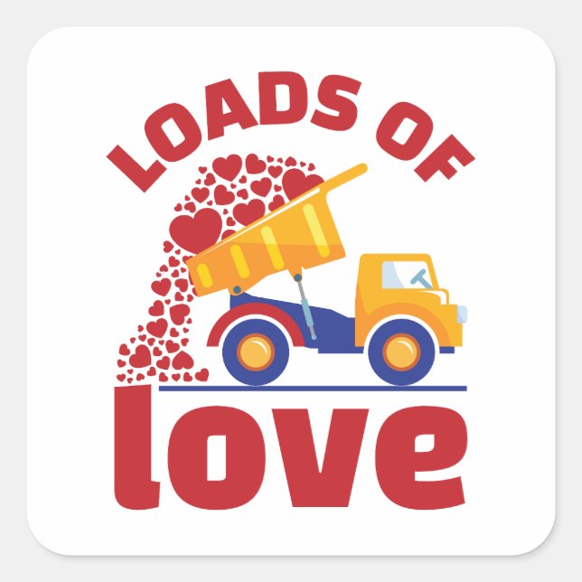 Pegatina Cuadrada Loads of Love Valentine Day's Truck Vehicle (Anverso)