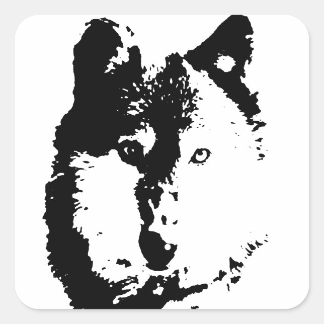 Pegatina Cuadrada Lobo de arte pop (Anverso)