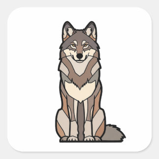 Pegatina Cuadrada Lobo de Fuerza Silenciosa – Ilustración Animal Min