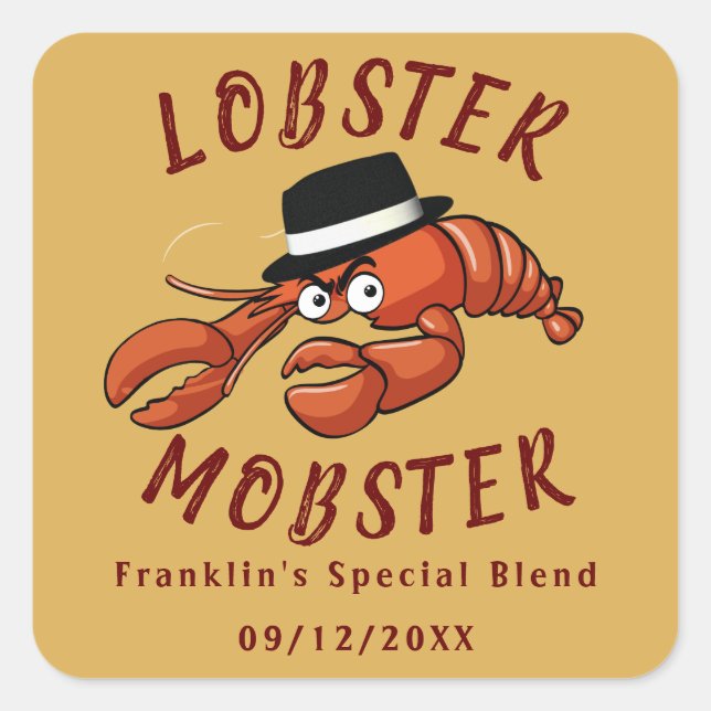 Pegatina Cuadrada Lobster Mobster 🦞 Gangster de Personalizado muy t (Anverso)