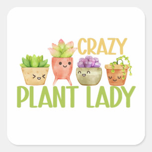 Pegatina Cuadrada Loca señora