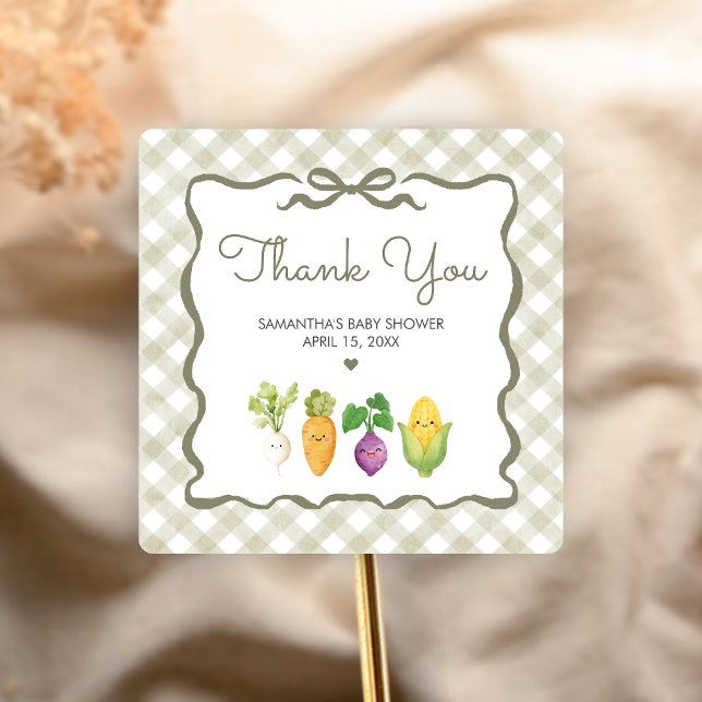 Pegatina Cuadrada Locally Grown Little Sprout Baby Shower (Locally Grown Baby Shower Sticker)