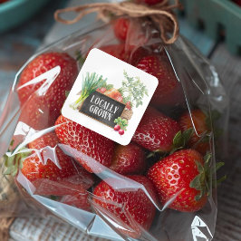 Pegatina Cuadrada Locally Grown Rustic Farmer's Market