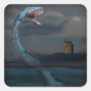 Pegatina Cuadrada Loch Ness Monster (Creeptid)