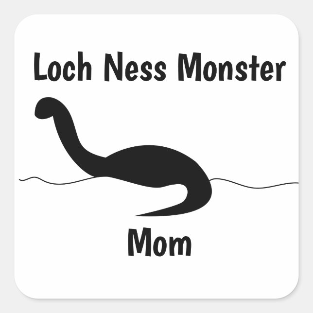 Pegatina Cuadrada Loch Ness Monster Mom Funny Personalize (Anverso)