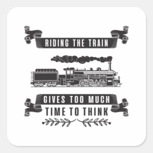 Pegatina Cuadrada Locomotive Railroad Trains Train Driver Gift Idea