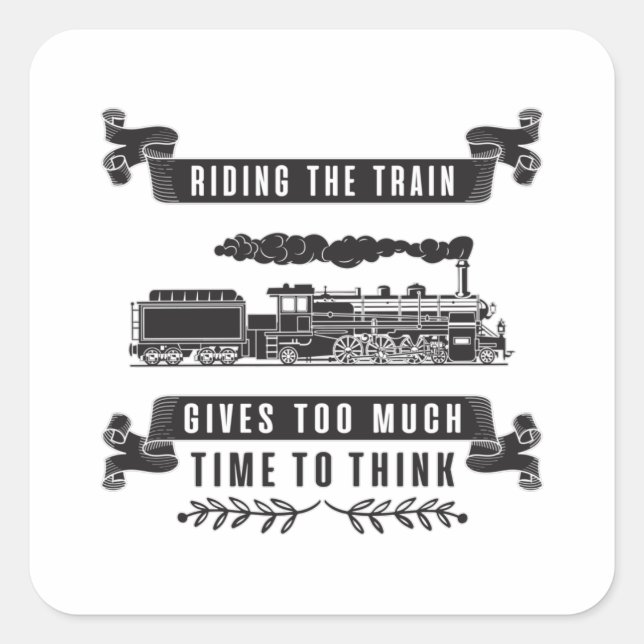 Pegatina Cuadrada Locomotive Railroad Trains Train Driver Gift Idea (Anverso)