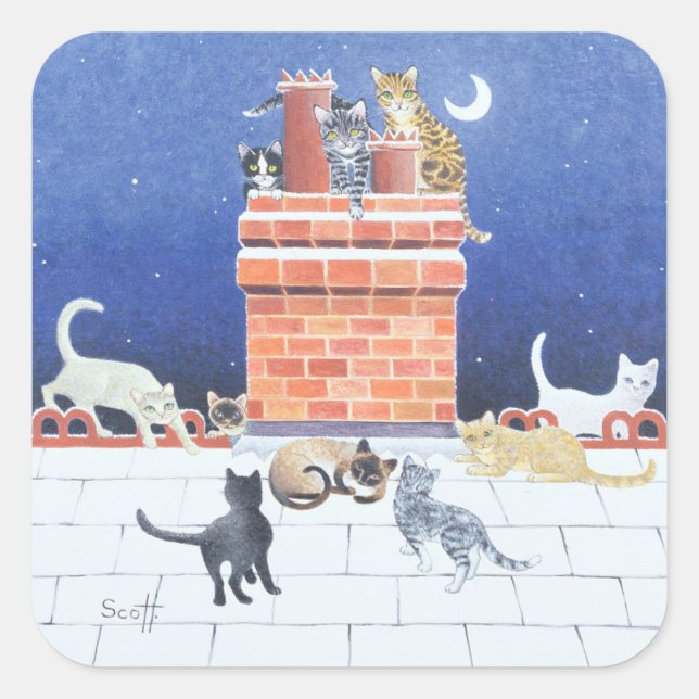 Pegatina Cuadrada Locura de medianoche (Anverso)