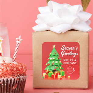Pegatina Cuadrada Logo corporativo de Navidades de la temporada de s