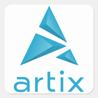 Pegatina Cuadrada Logo de Artix nombre de marca (fondo vertical) bla