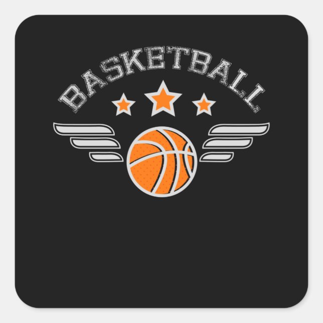 Pegatina Cuadrada Logo De Baloncesto Con Wings Sport Team (Anverso)