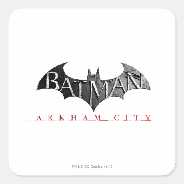 Pegatina Cuadrada Logo de Batman Arkham City (Anverso)