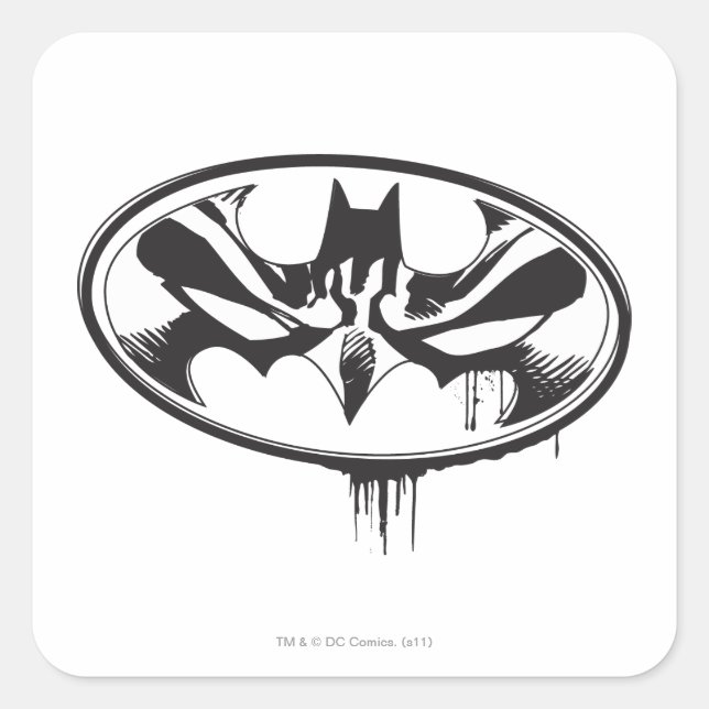 Pegatina Cuadrada Logo de Batman Drip (Anverso)