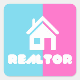 Pegatina Cuadrada Logo de Cotton Candy Realtor