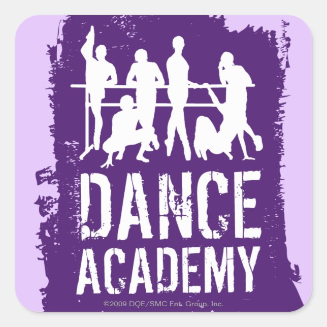 Pegatina Cuadrada Logo de Dance Academy Silhouettes (Anverso)