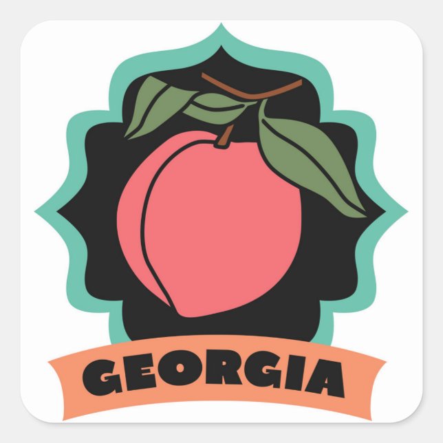 Pegatina Cuadrada Logo de Georgia Peach (Anverso)