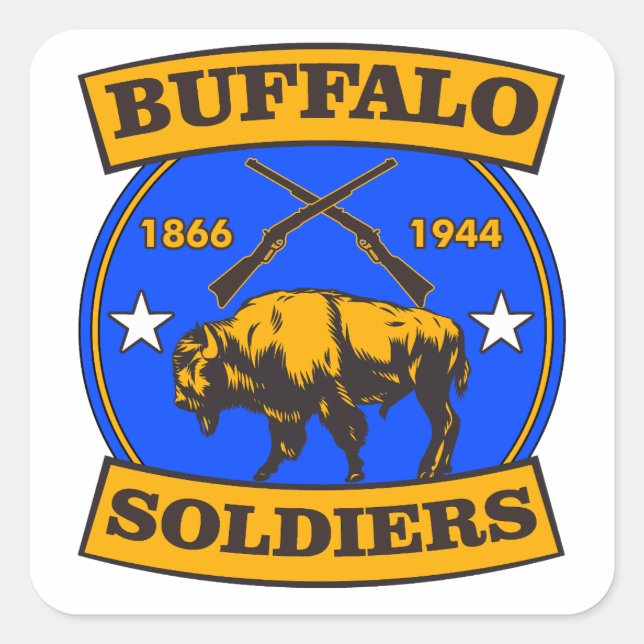PEGATINA CUADRADA LOGO DE GUERRA CIVIL DE BUFFALO SOLDADOS (Anverso)