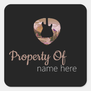 Pegatina Cuadrada Logo de Guitarra Acústica Personalizado