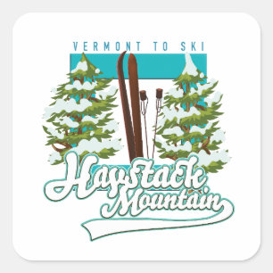 Pegatina Cuadrada Logo de Haystack Mountain Vermont USA Ski