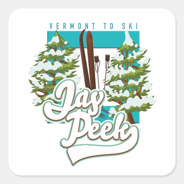 Pegatina Cuadrada Logo de Jay Peek Vermont (Anverso)