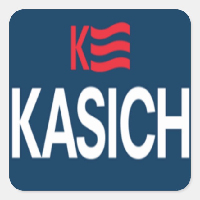 Pegatina Cuadrada Logo de Kasich (Anverso)
