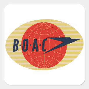 Pegatina Cuadrada Logo de la aerolínea Vintage BOAC