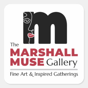 Pegatina Cuadrada Logo de la galería Marshall Muse, Greensboro NC