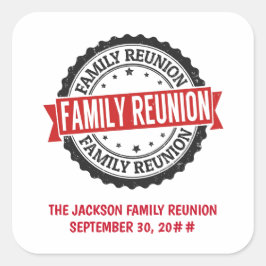 Pegatina Cuadrada Logo de la reunión familiar rojo negro
