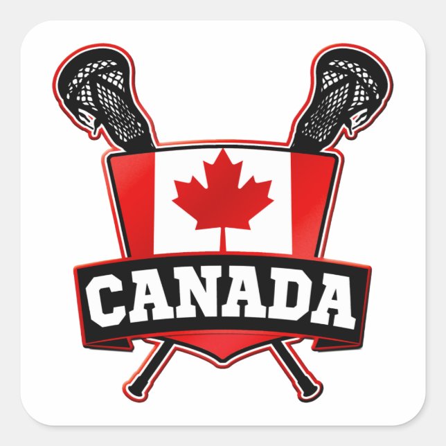 Pegatina Cuadrada Logo de Lacrosse en Canadá (Anverso)