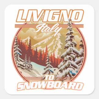 Pegatina Cuadrada Logo de Livigno italy Snowboarding