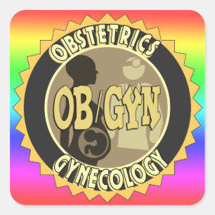PEGATINA CUADRADA LOGO DE MÉDICA FEMENINO DE BADGE OB/GYN