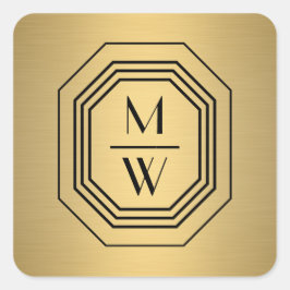 Pegatina Cuadrada Logo de Monograma apilado en Art Deco sobre Faux G