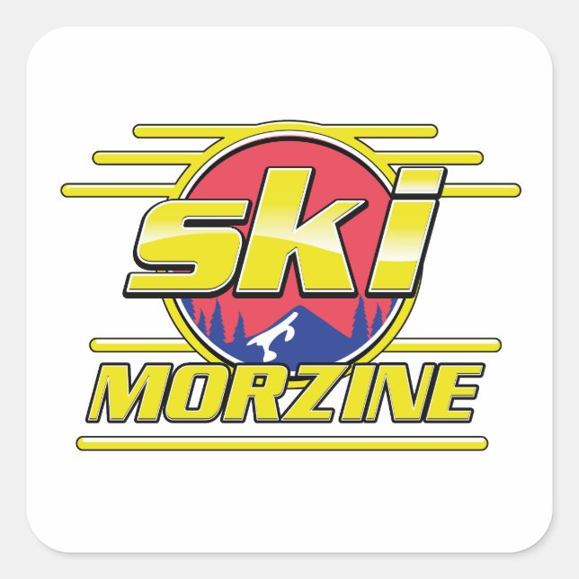 Pegatina Cuadrada Logo de Morzine France Ski 80 (Anverso)