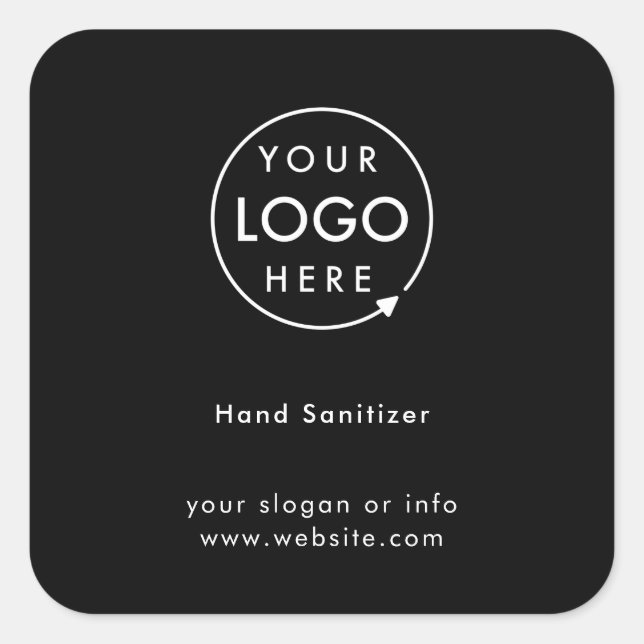 Pegatina Cuadrada Logo de Sanitizer | Negros Covid-19 Business (Anverso)