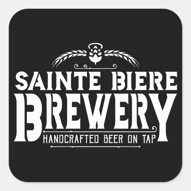 Pegatina Cuadrada Logo de St Biere Brewery Brew Pub (Anverso)
