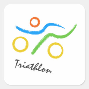 Pegatina Cuadrada Logo de Triathlon