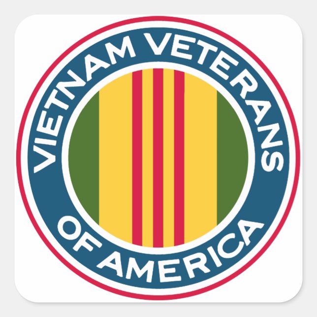 Pegatina Cuadrada Logo de Veteranos de Vietnam de América (Anverso)